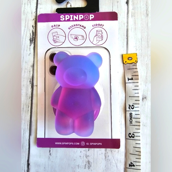 Spinpop Fidget Purple Pink Matte Teddy Gummy Bear Popsocket Shine Shifting - Picture 8 of 9